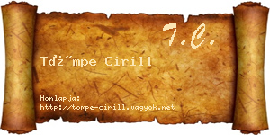 Tömpe Cirill névjegykártya